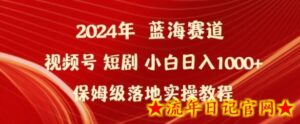 2024年视频号短剧新玩法小白日入1000+保姆级落地实操教程-流年日记