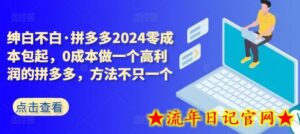 拼多多2024零成本包起,0成本做一个高利润的拼多多,方法不只一个-流年日记