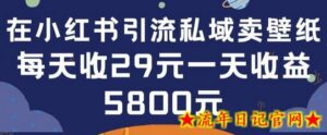 在小红书引流私域卖壁纸每张29元单日最高卖出200张(0-1搭建教程)-流年日记