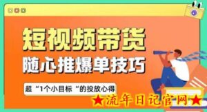 随心推爆单秘诀,短视频带货-超1个小目标的投放心得-流年日记