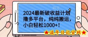 2024最新破收益计划撸多平台,纯纯搬运,小白轻松1000+-流年日记