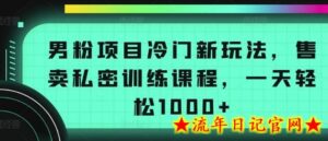 男粉项目冷门新玩法,售卖私密训练课程,一天轻松1000+-流年日记