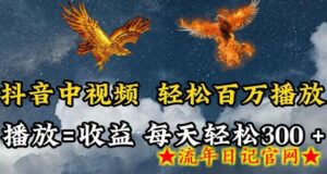 抖音中视频轻松百万播放,有播放就有收益,每天轻松两三张-流年日记