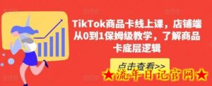 TikTok商品卡线上课,店铺端从0到1保姆级教学,了解商品卡底层逻辑-流年日记