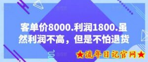 客单价8000.利润1800.虽然利润不高，但是不怕退货【付费文章】-流年日记