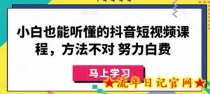 小白也能听懂的抖音短视频课程,方法不对 努力白费-流年日记