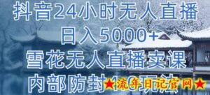 抖音24小时无人直播 日入5000+，雪花无人直播卖课，内部防封4.0玩法-流年日记