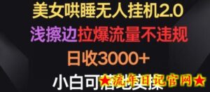 美女哄睡无人挂机2.0,拉爆流量不违规,日收3000+,小白可落地实操-流年日记