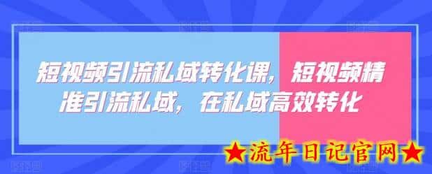 短视频引流私域转化课，短视频精准引流私域，在私域高效转化-流年日记