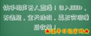 快手相声无人直播,日入1000+,无违规,全天挂机,真正实现睡后收益-流年日记