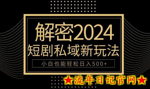 10分钟教会你2024玩转短剧私域变现，小白也能轻松日入500+-流年日记