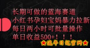长期可做的蓝海赛道，小红书孕妇宝妈暴力拉新玩法，每日两小时可批量操作，单日收益500+-流年日记