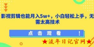 影视剪辑也能月入5w+,小白轻松上手,无需太高技术-流年日记