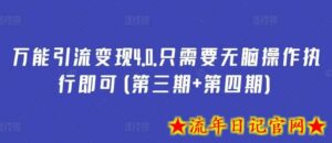 万能引流变现4.0.只需要无脑操作执行即可(第三期+第四期)-流年日记