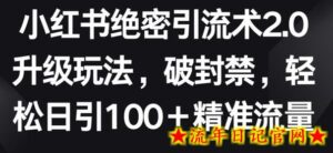小红书绝密引流术2.0升级玩法,破封禁,轻松日引100+精准流量-流年日记
