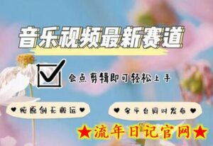音乐视频赛道最新玩法,纯原创不违规,可所有平台同时发布,会点剪辑即可轻松拿捏-流年日记