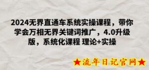 2024无界直通车系统实操课程,带你学会万相无界关键词推广,4.0升级版,系统化课程 理论+实操-流年日记