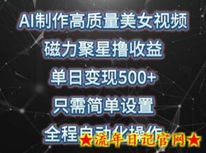 AI制作高质量美女视频，磁力聚星撸收益，单日变现500+，只需简单设置，全程自动化操作-流年日记