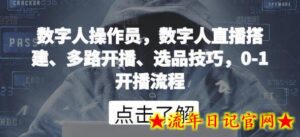 数字人操作员，数字人直播搭建、多路开播、选品技巧，0-1开播流程-流年日记