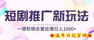 短剧推广新玩法，不剪辑，工具助力一键过原创，日入1000+-流年日记