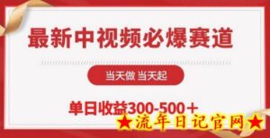 最新中视频必爆赛道,当天做当天起,单日收益300-500+-流年日记