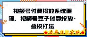 视频号付费投放系统课程，视频号豆子付费投放·叠投打法-流年日记