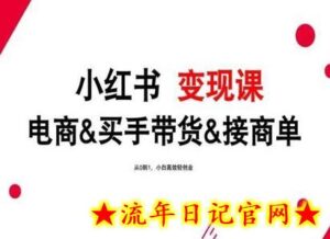 2024年最新小红书变现课,电商&买手带货&接商单,从0到1,小白高效轻创业-流年日记