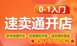 速卖通开店0-1入门,新手快速开店 找准商机市场 成功海外掘金-流年日记
