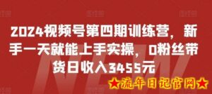 2024视频号第四期训练营，新手一天就能上手实操，0粉丝带货日收入3455元-流年日记