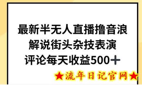 最新半无人直播撸音浪，解说街头杂技表演，平均每天收益500+-流年日记