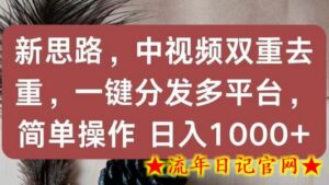 新思路,中视频双重去重,一键分发多平台,简单操作,日入1000+-流年日记