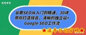 谷歌SEO从入门到精通,30讲带你打造排名,清晰的独立站+Google SEO工作流-流年日记