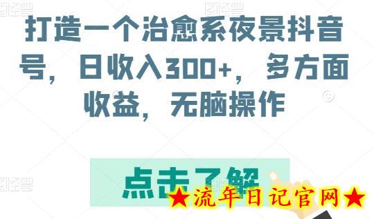 打造一个治愈系夜景抖音号，日收入300+，多方面收益，无脑操作-流年日记