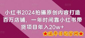 小红书2024拍摄原创内容打造百万店铺，一年时间靠小红书带货项目年入20w+-流年日记