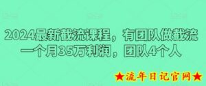 2024最新截流课程,有团队做截流一个月35万利润,团队4个人-流年日记