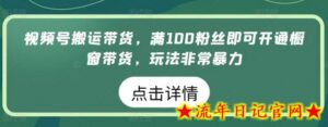 视频号搬运带货,满100粉丝即可开通橱窗带货,玩法非常暴力-流年日记