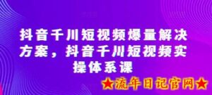 抖音千川短视频爆量解决方案，抖音千川短视频实操体系课-流年日记
