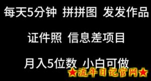 每天5分钟,拼拼图发发作品,证件照信息差项目,小白可做-流年日记