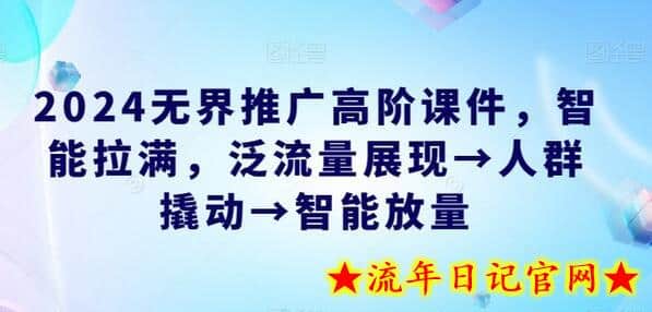 2024无界推广高阶课件，智能拉满，泛流量展现→人群撬动→智能放量-流年日记