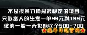 不是很暴力确是很稳定的项目只做富人的生意一单99元到199元-流年日记