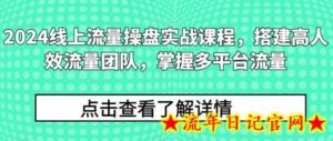 2024线上流量操盘实战课程,搭建高人效流量团队,掌握多平台流量-流年日记