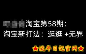 淘宝第58期培训课程,淘宝新打法:逛逛 +无界-流年日记