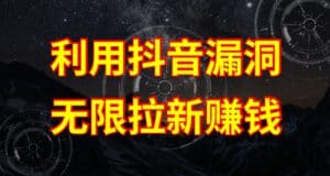 利用抖音链接漏洞,无限拉新赚钱,内部群用户亲测有效!【漏洞原理+操作流程】-流年日记