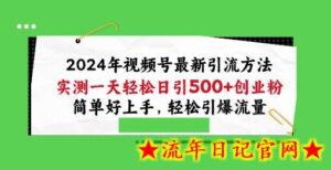 2024年视频号最新引流方法，实测一天轻松日引100+创业粉，简单好上手，轻松引爆流量-流年日记