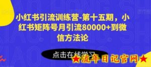 小红书引流训练营-第十五期,小红书矩阵号月引流80000+到微信方法论-流年日记