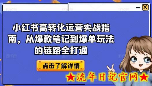 小红书高转化运营实战指南，从爆款笔记到爆单玩法的链路全打通-流年日记