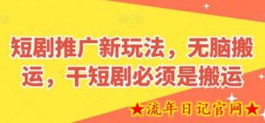 短剧推广新玩法,无脑搬运,干短剧必须是搬运-流年日记