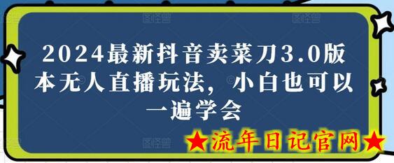 2024最新抖音卖菜刀3.0版本无人直播玩法，小白也可以一遍学会-流年日记