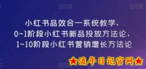 小红书品效合一系统教学,0~1阶段小红书新品投放方法论,1~10阶段小红书营销增长方法论-流年日记