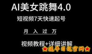 AI美女跳舞4.0,短视频7天快速起号,月入过万 视频教程+详细讲解-流年日记